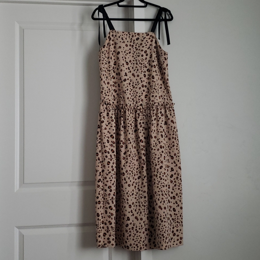 Topshop Leopard Print Sleeveless Strap Midi Dress